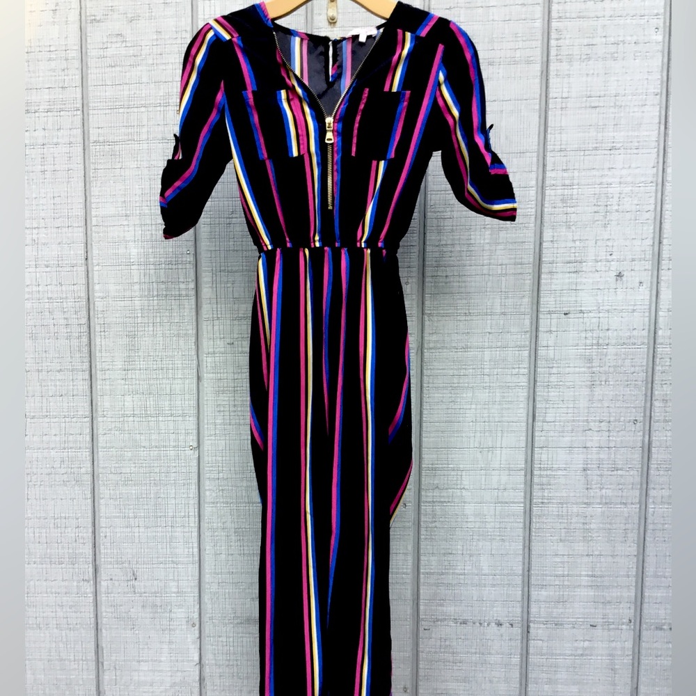 Stella Tweed (Girls) Striped Half-Zip Pant Suit - SIZE M -